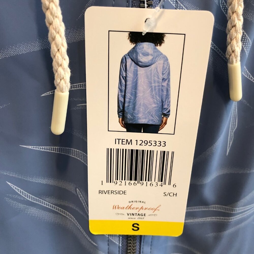NWT Weatherproof Vintage Women's Rain Jacket, Riverside Blue Print Size Small - Picture 3 of 11